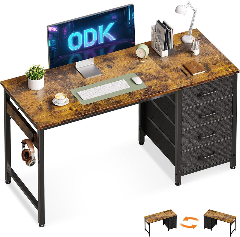Computer Desk with Drawers Reversible Office