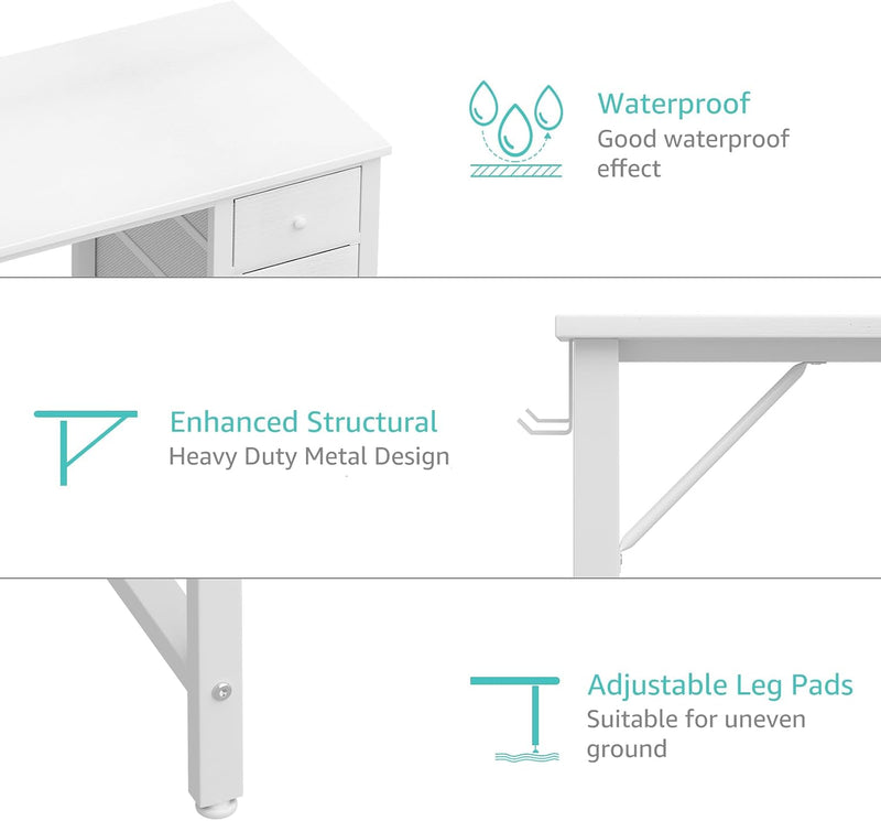 Computer Desk with Fabric Drawers 120CM Reversible Study