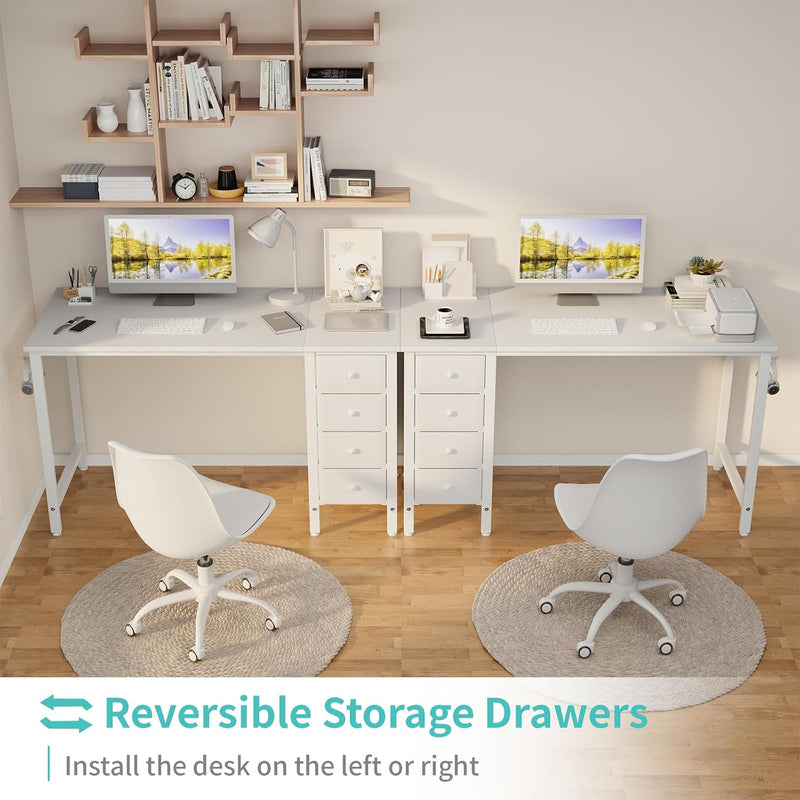 Computer Desk with Fabric Drawers 120CM Reversible Study