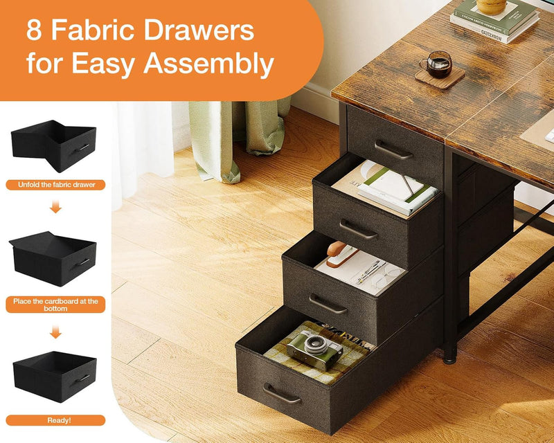 Computer Desk with Fabric Drawers 120x48CM Modern Office