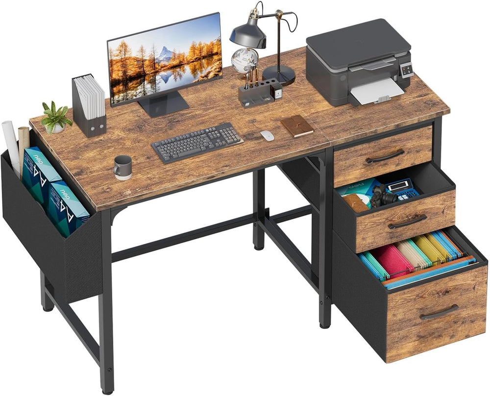Computer Desk with Fabric File Drawers 120CM