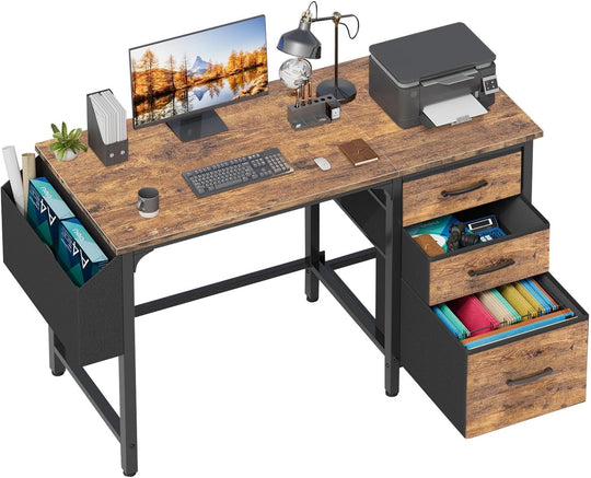 Computer Desk with Fabric File Drawers 120CM