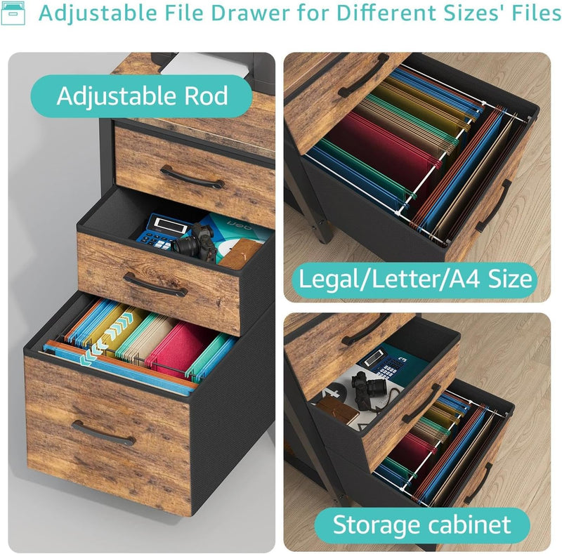 Computer Desk with Fabric File Drawers 120CM