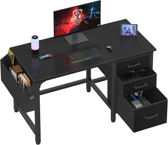 Computer Desk with Fabric File Drawers 120CM Reversible