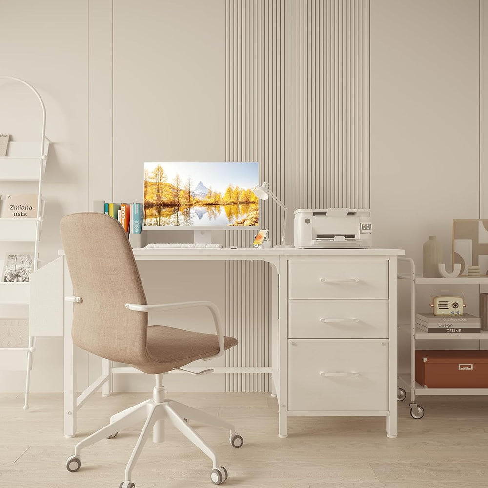 Computer Desk with Fabric File Drawers 120CM Reversible