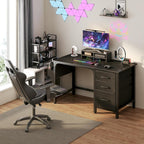 Computer Desk with Fabric File Drawers 120CM Reversible