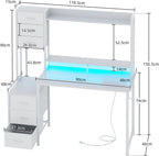 Computer Desk with Hutch and Power Outlet 118.5CM