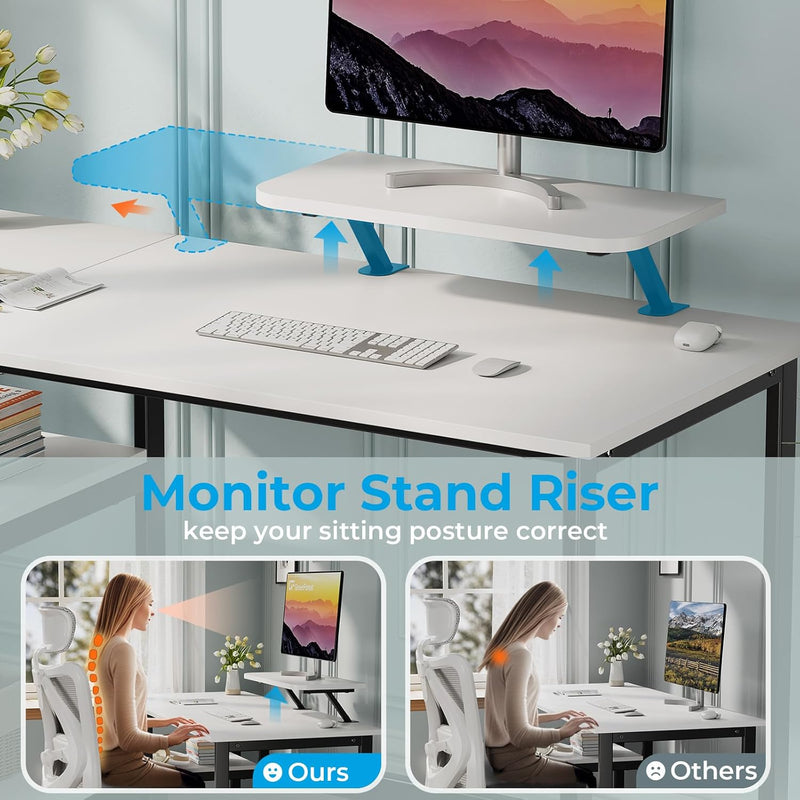 Office Desk with Monitor Stand
