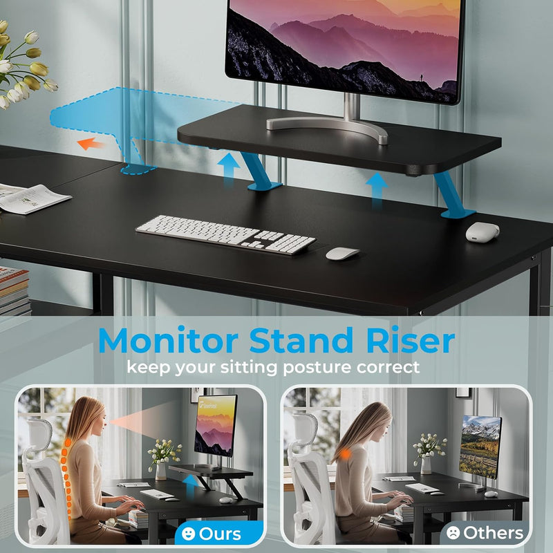 Office Desk with Monitor Stand