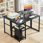 Computer Desk with Monitor Stand Office Reversible