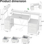 Computer Desk with Power Outlet and LED
