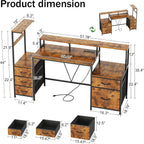 Computer Desk with Power Outlet and LED