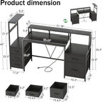 Computer Desk with Power Outlet and LED