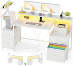 Computer Desk with Power Outlet and LED