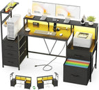 Computer Desk with Power Outlet and LED