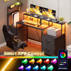 Computer Desk with Power Outlet and LED