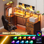 Computer Desk with Power Outlet and LED