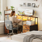 Computer Desk with Power Outlet and LED