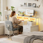 Computer Desk with Power Outlet and LED