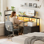 Computer Desk with Power Outlet and LED