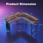 Computer Desk with Power Outlets LED Strip 50.8