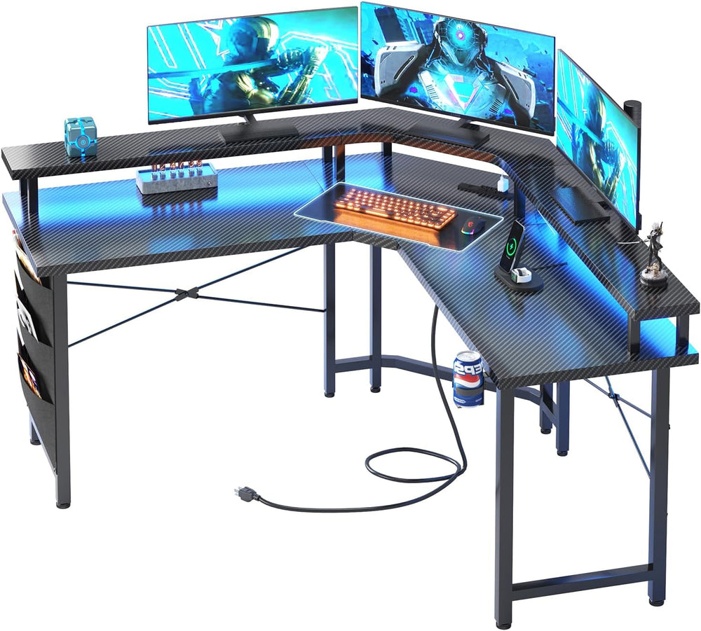 Computer Desk with Power Outlets LED Strip 50.8