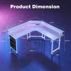 Computer Desk with Power Outlets LED Strip 50.8