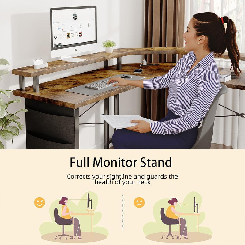 Computer Desk with Power Outlets LED Strip 50.8
