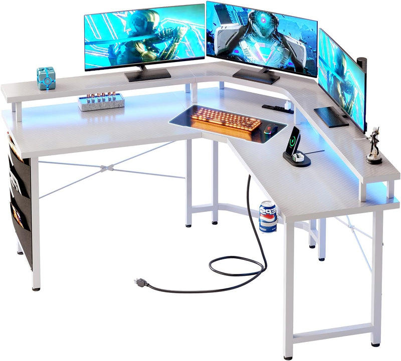 Computer Desk with Power Outlets LED Strip 50.8