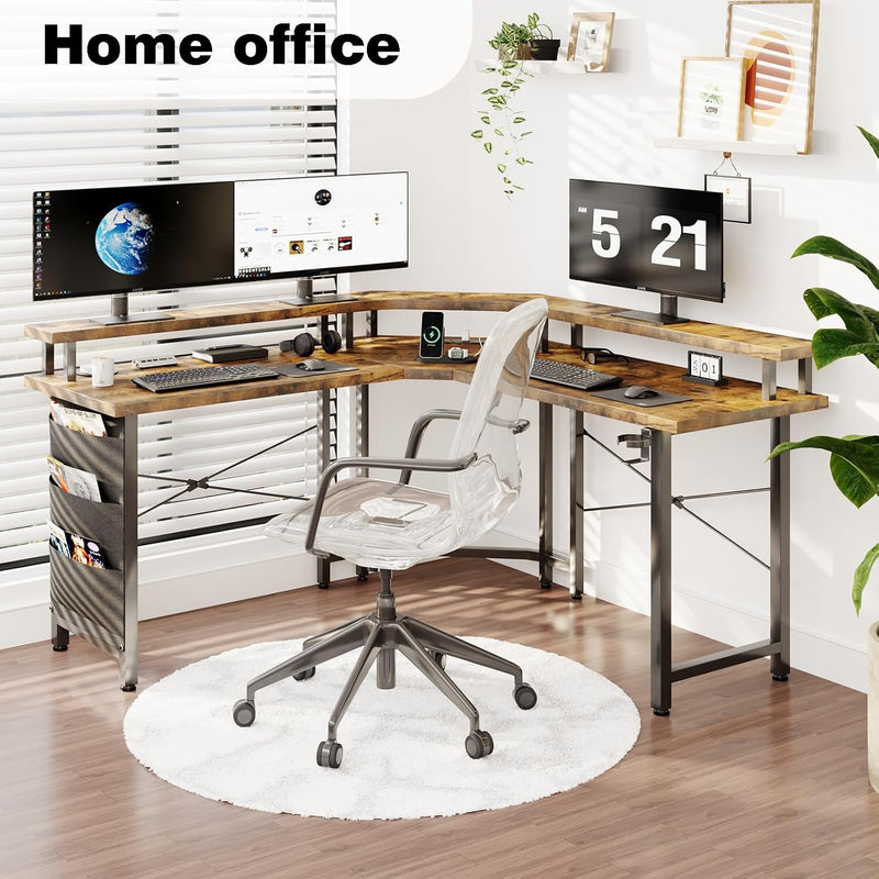 Computer Desk with Power Outlets LED Strip 50.8