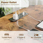Computer Desk with Power Outlets LED Strip 50.8