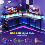 Computer Desk with Power Outlets LED Strip 50.8