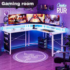 Computer Desk with Power Outlets LED Strip 50.8
