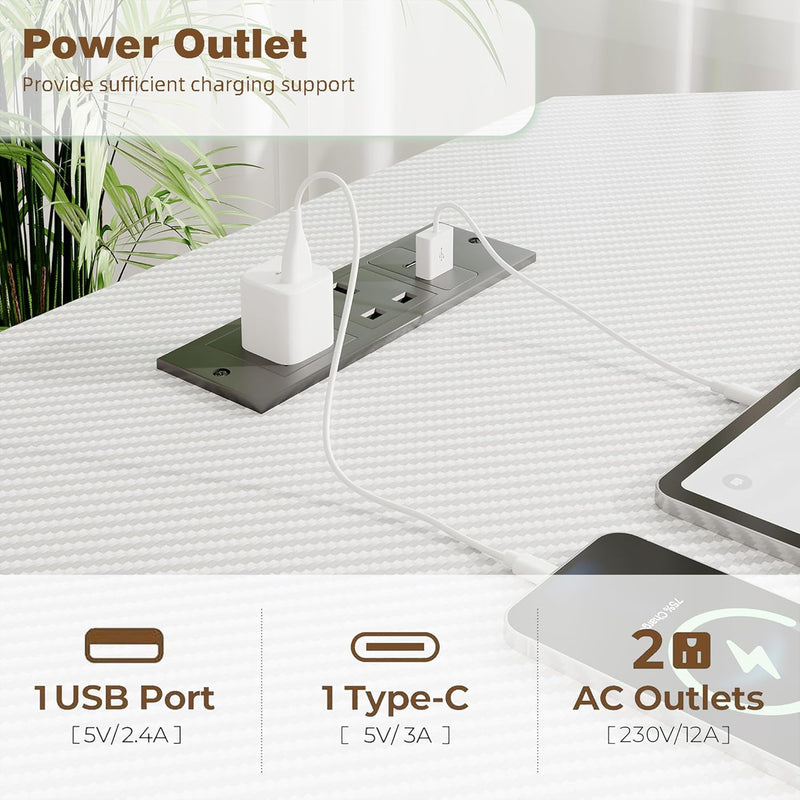 Computer Desk with Power Outlets LED Strip 50.8