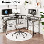 Computer Desk with Power Outlets LED Strip 50.8