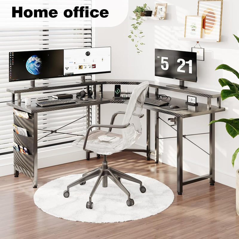Computer Desk with Power Outlets LED Strip 50.8