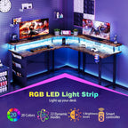 Computer Desk with Power Outlets LED Strip 50.8