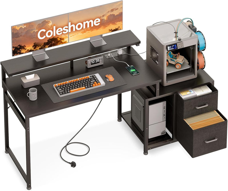 Computer Desk with Printer Stand 2 Drawers