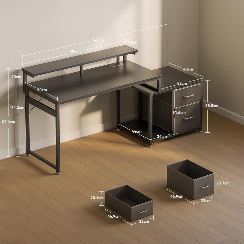 Computer Desk with Printer Stand 2 Drawers