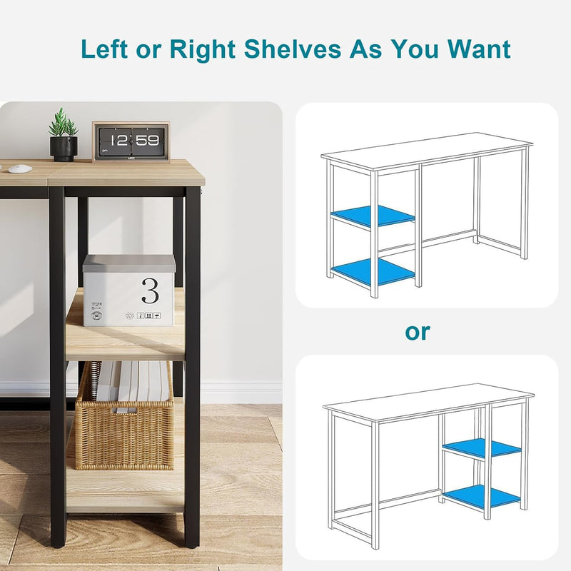 Computer Desk with Storage 120CM Table 2-Tier Shelves