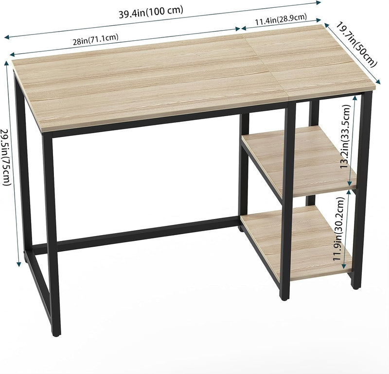 Computer Desk with Storage 120CM Table 2-Tier Shelves