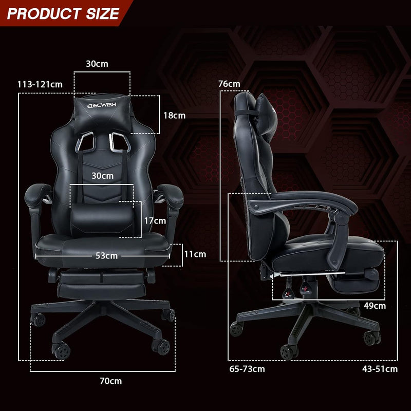 Computer Gaming Chair with Footrest PU Leather Desk