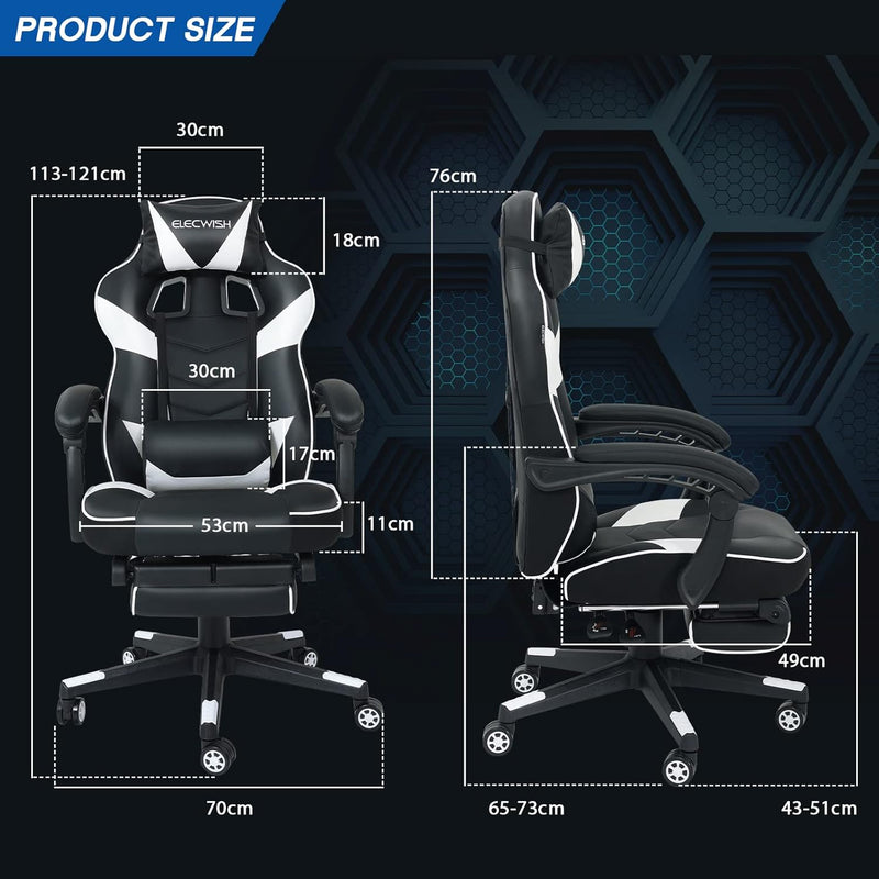Computer Gaming Chair with Footrest PU Leather Desk