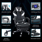Computer Gaming Chair with Footrest PU Leather Desk