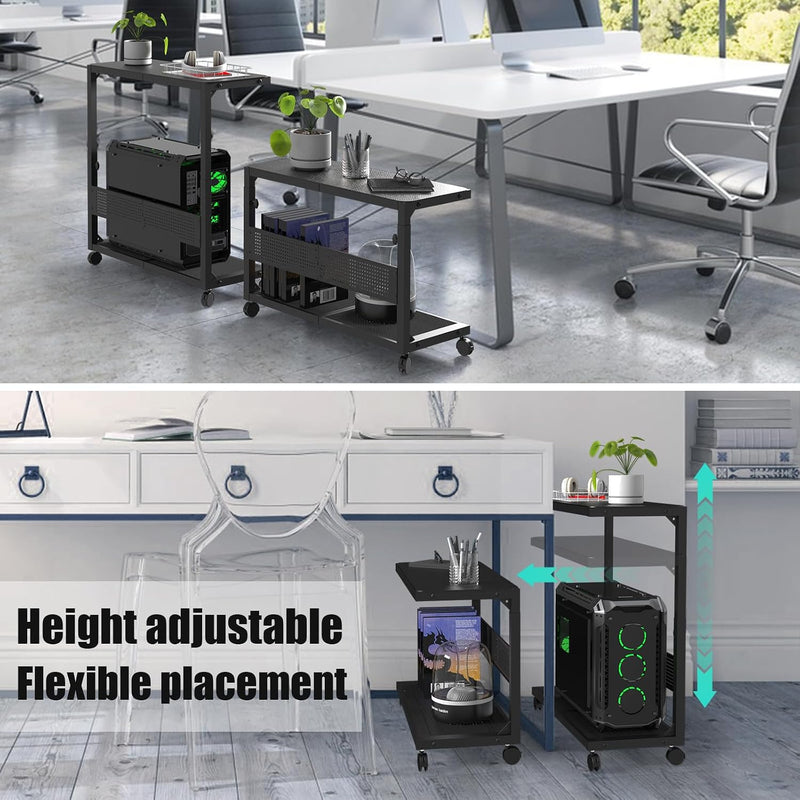 Computer Tower Stand Height Adjustable 2-Tier Atx-Case PC