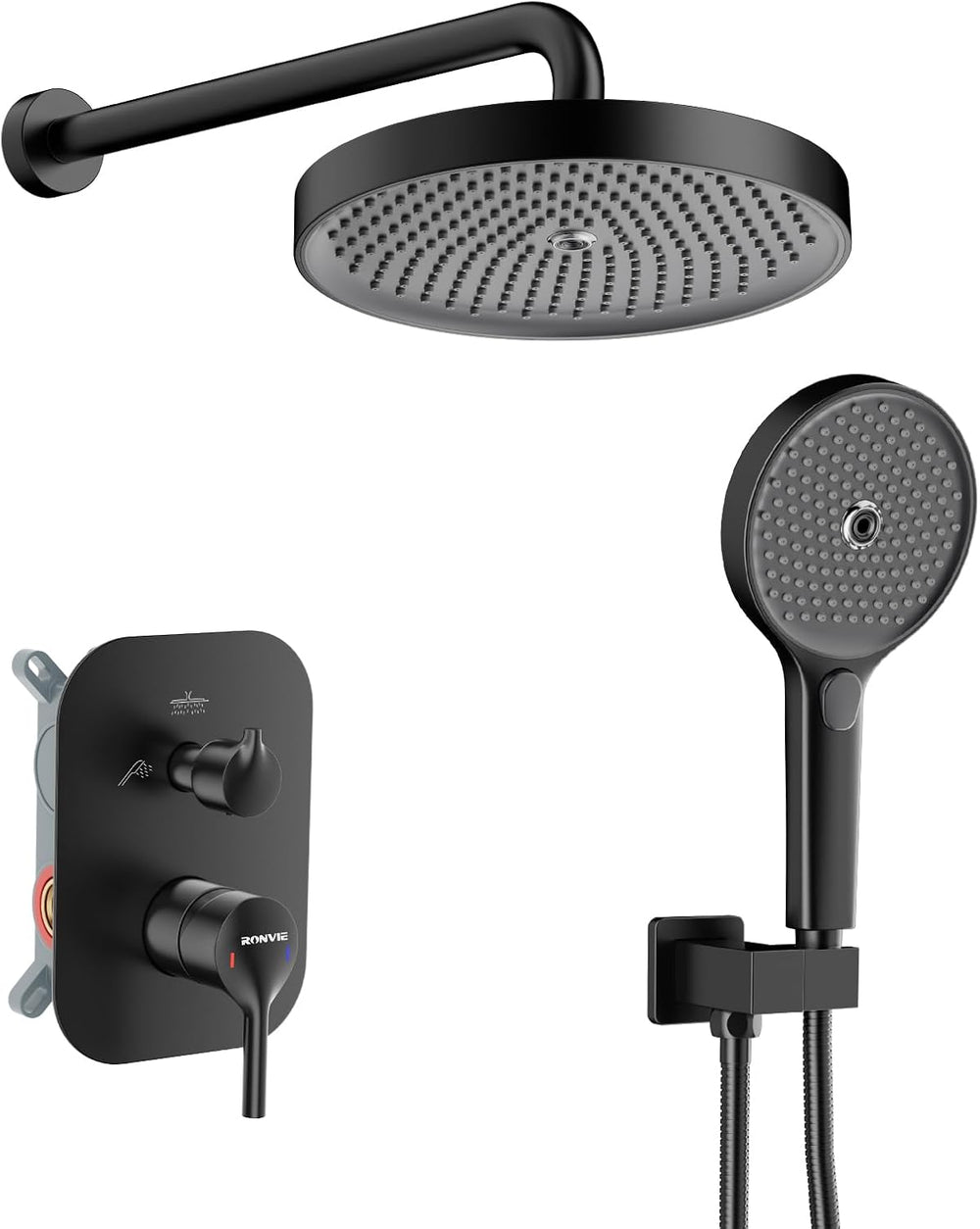 Concealed Shower Mixer Set 2-Outlet Brass System