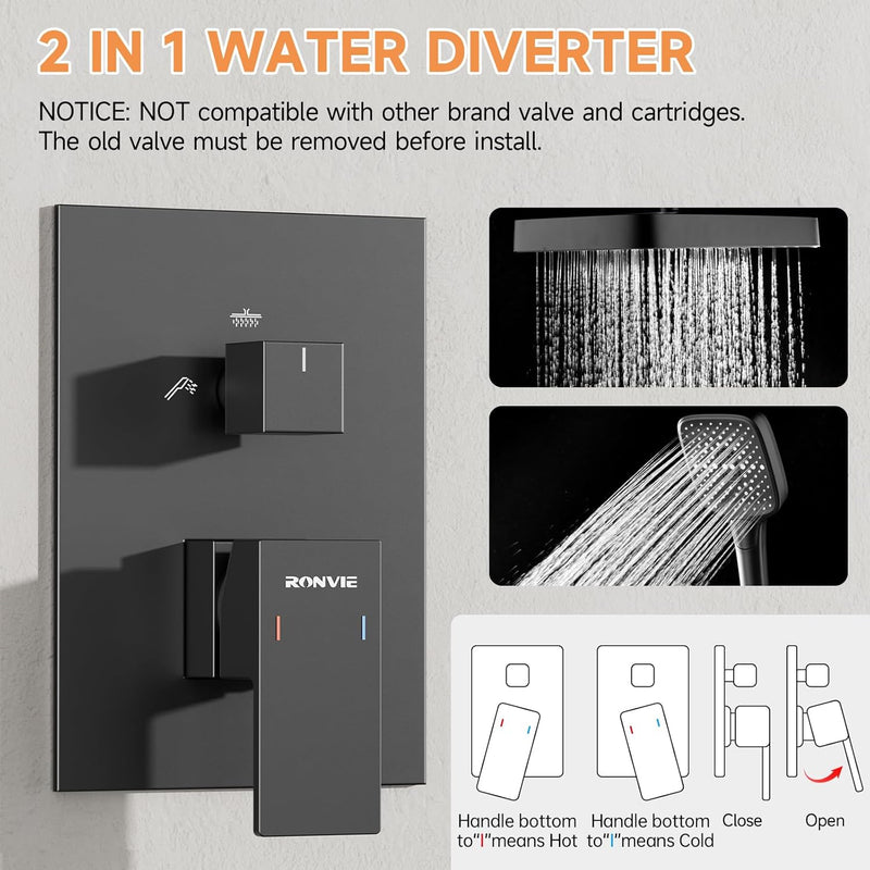 Concealed Shower Mixer Set 2-Outlet Brass System