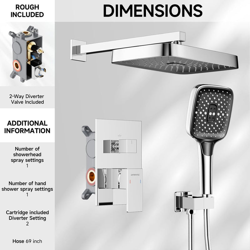 Concealed Shower Mixer Set 2-Outlet Brass System