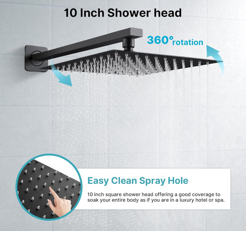 Concealed Shower Set 2 Ways with 10-Inch Square