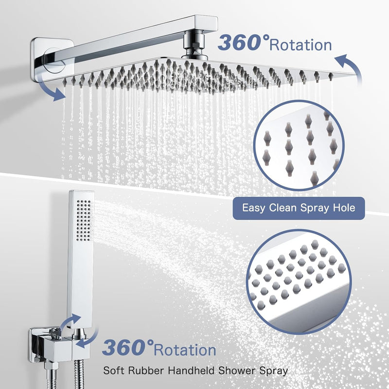 Concealed Shower Set 2 Ways with 10-Inch Square